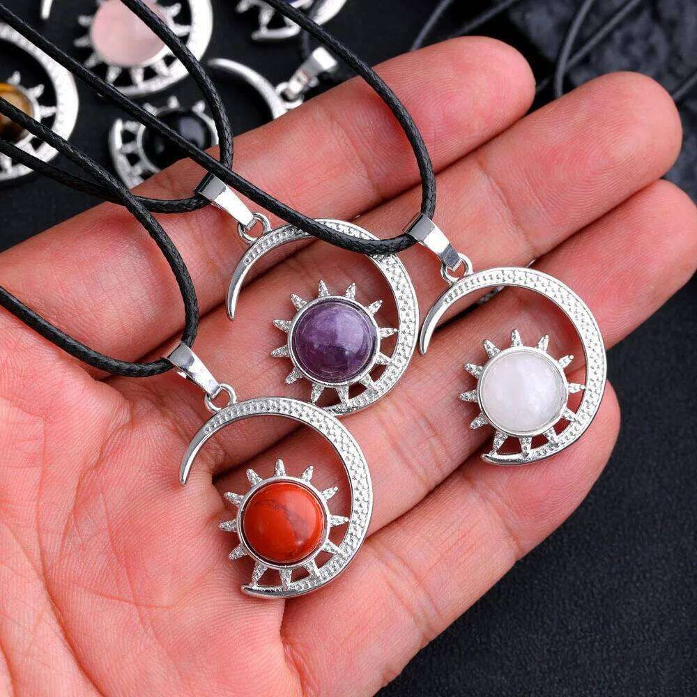 Boho Style Natural Stone Pendant Sun And Moon... From Dh911796070, &Price; | DHgate.Com