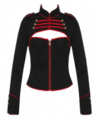 Goth Military Black Red Hellraiser Jacket