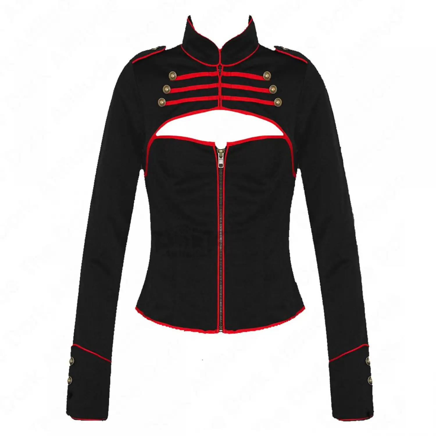 Goth Military Black Red Hellraiser Jacket