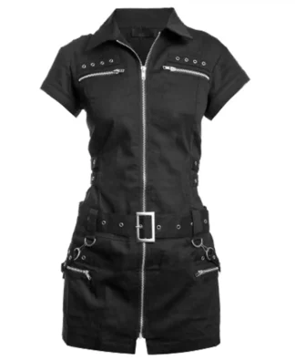Gothic Buckle Belt Zipper Jacket Ladies