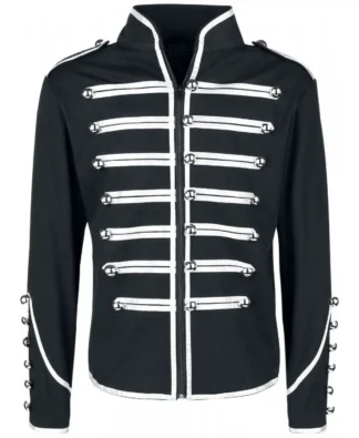 Gothic Military Drummer Jacket with White Braiding