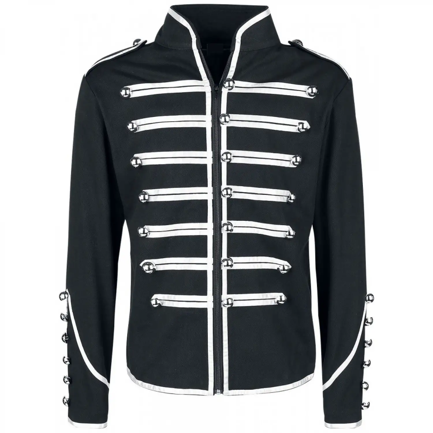 Gothic Military Drummer Jacket with White Braiding