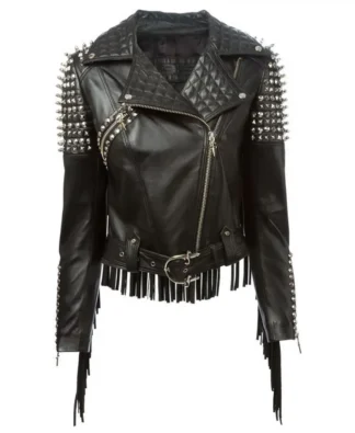 Gothic Spikes Leather Jacket Women