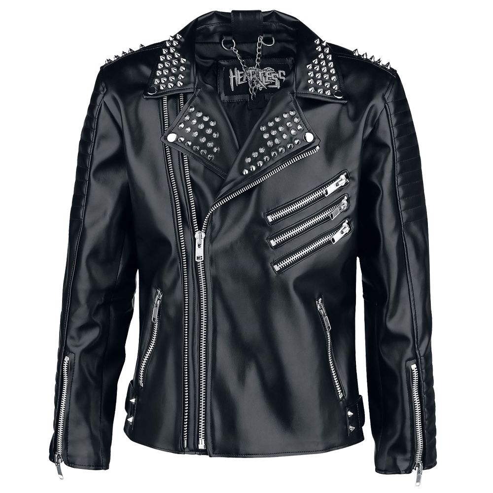 Men Gothic Biker Studded Black Leather Jacket