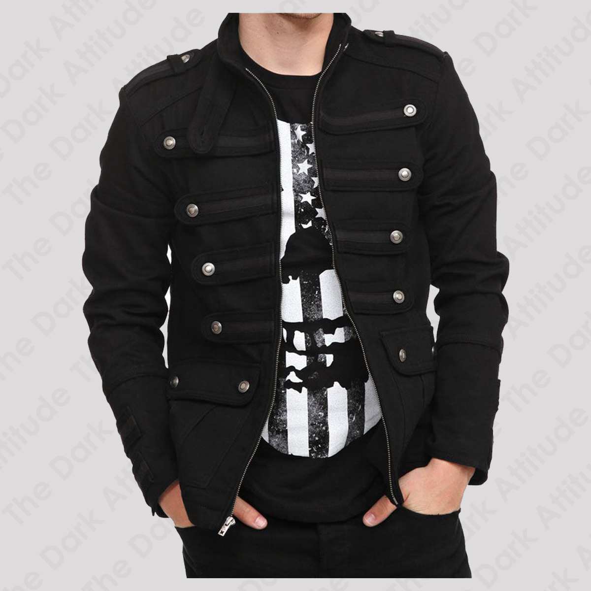 Men Gothic Military Officer Jacket Vintage Army Jacket