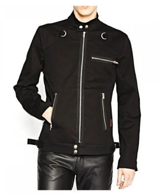 Men Punk Motorcycle Rock Jacket Black Gothic EMO Jacket