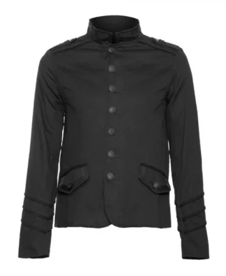 Men's Black Gothic Military Officer Coat - Braided Coat