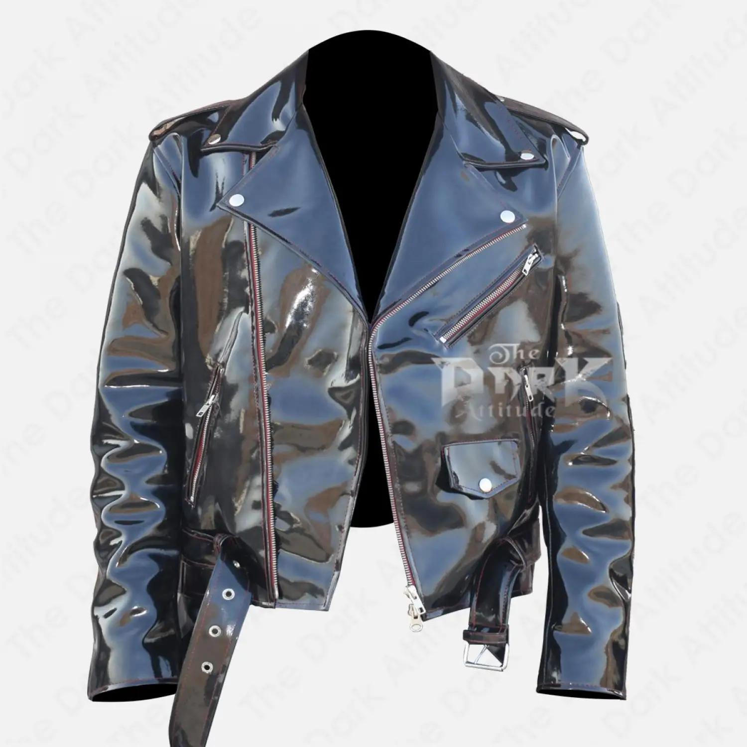 Men's EMO Black PVC Vinyl Motorcycle Jacket – Wet Look