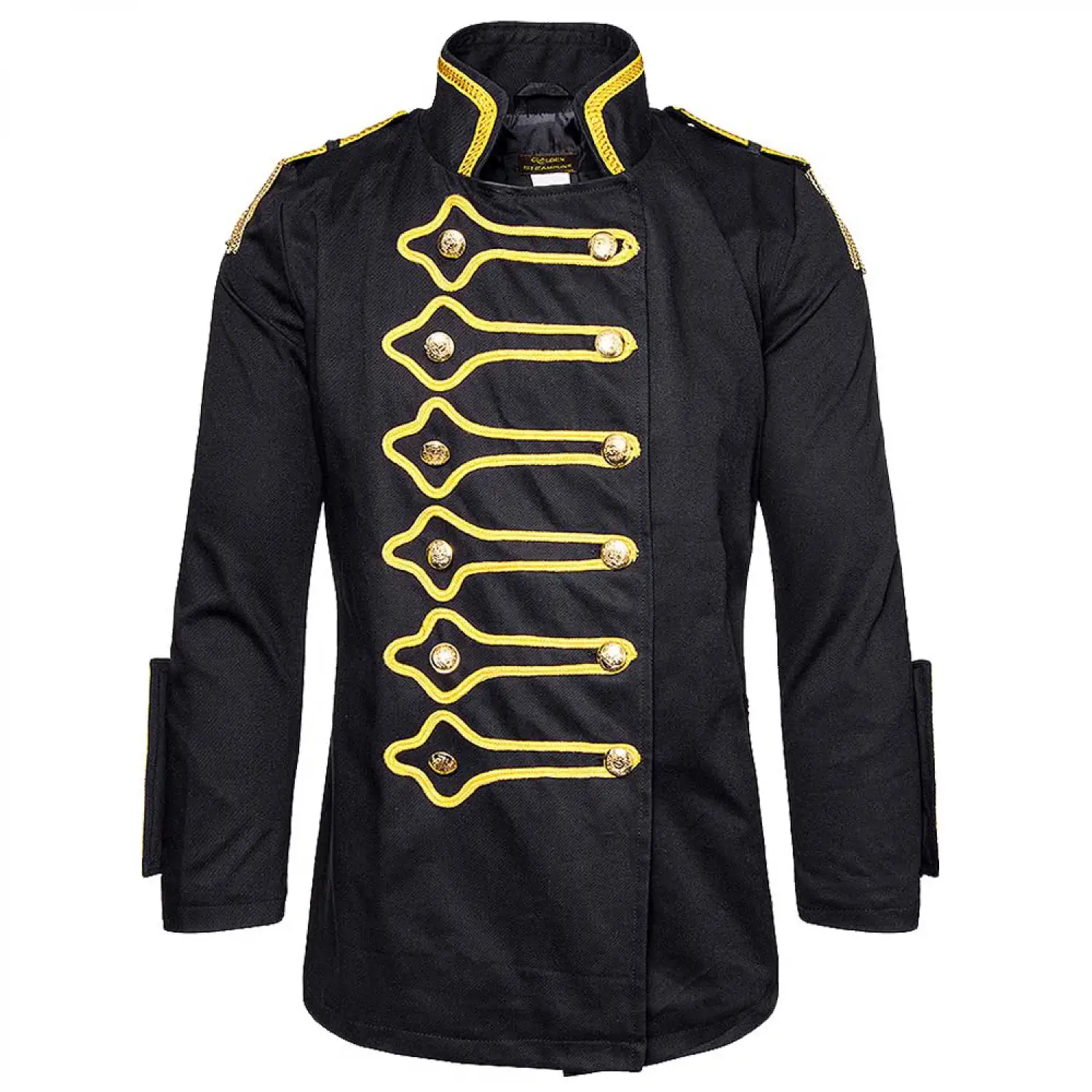 Men's Gold Braided Steampunk Drummer Jacket| Hussar Parade Coat