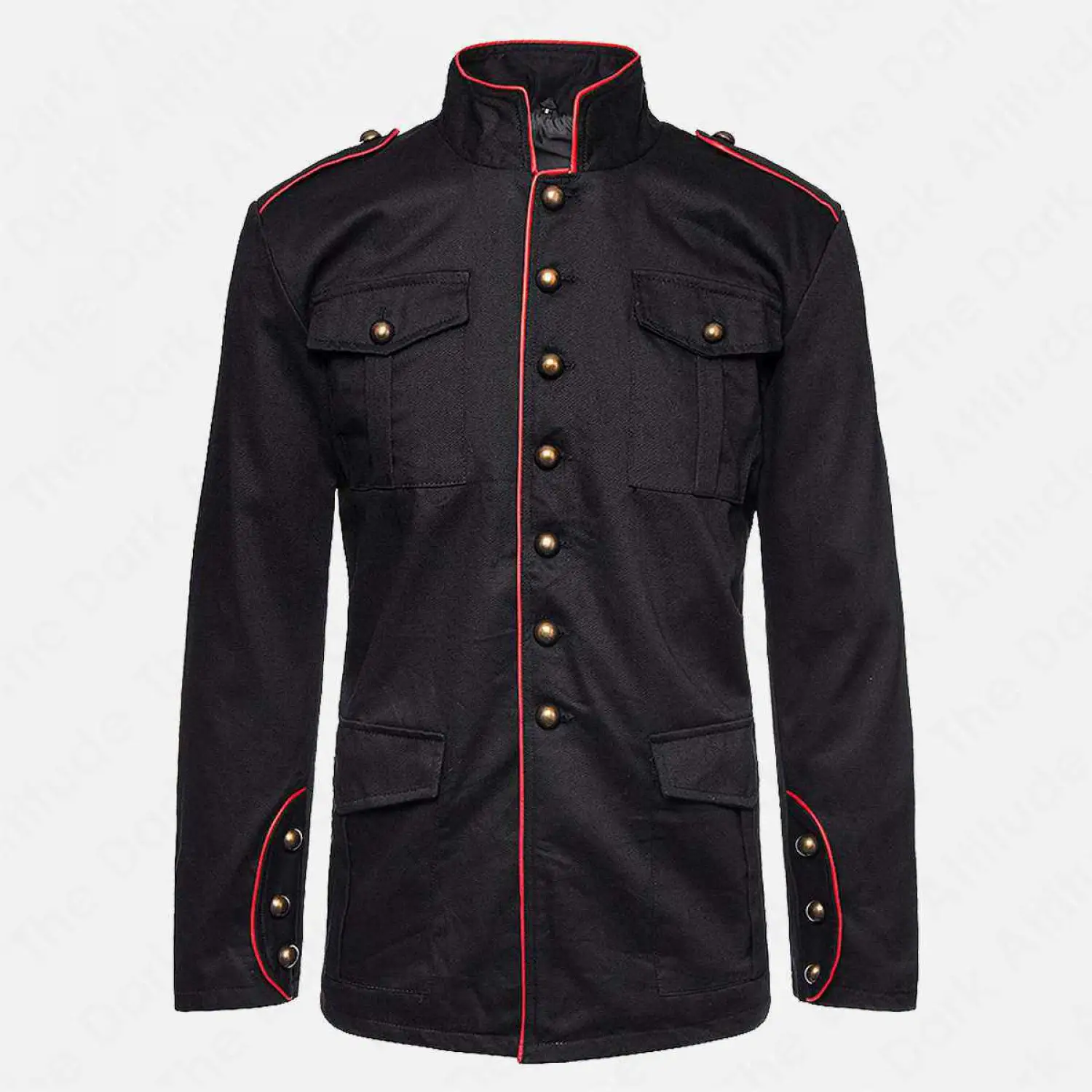 Men's Gothic Drummer Military Parade Jacket | Red Piping Hussar Style