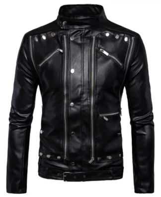 Men's Gothic Genuine Black Leather Jacket