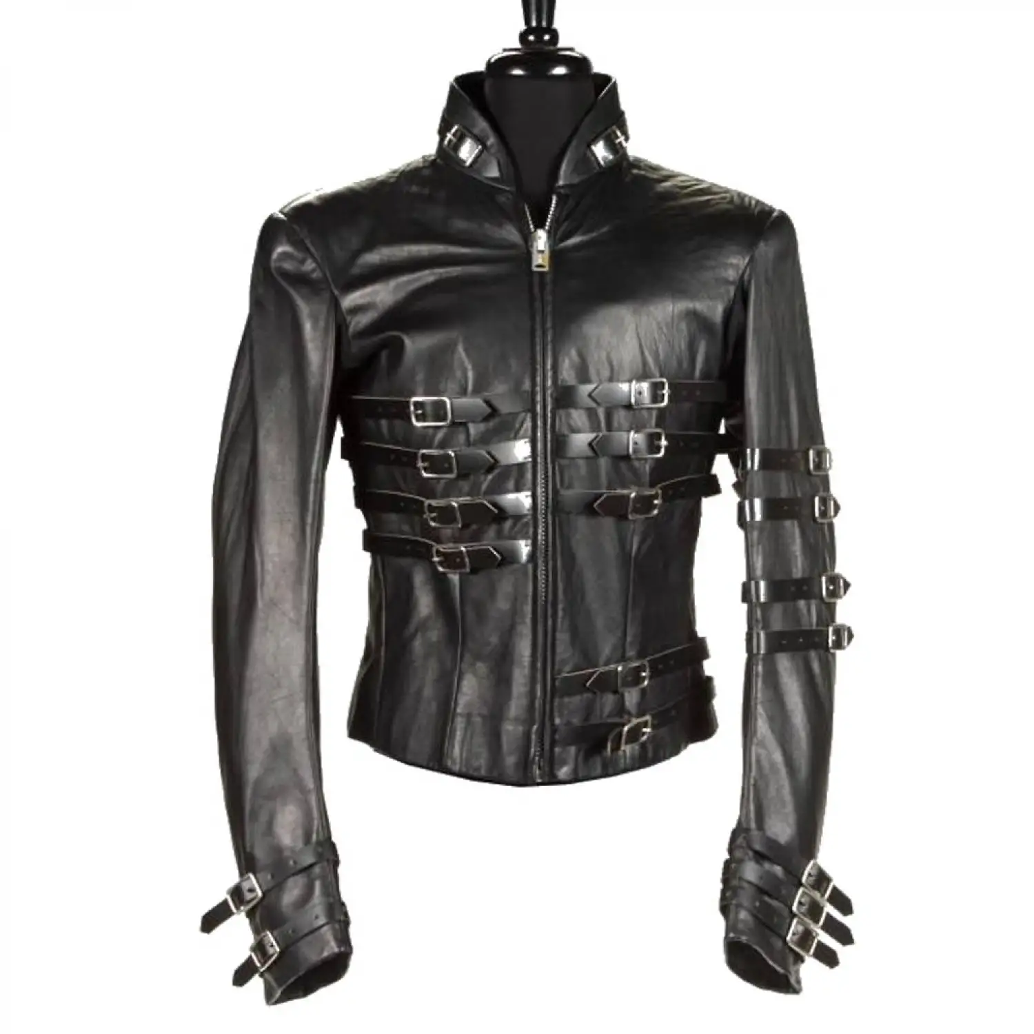 MJ Gothic Military Leather Jacket - Hot Punk Style Genuine Leather Jacket