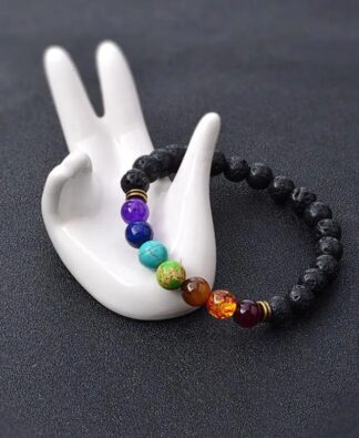 New Black Lava Natural Stone Bracelets 7 Reiki Chakra... From Wujunhui888, &Price; | DHgate.Com