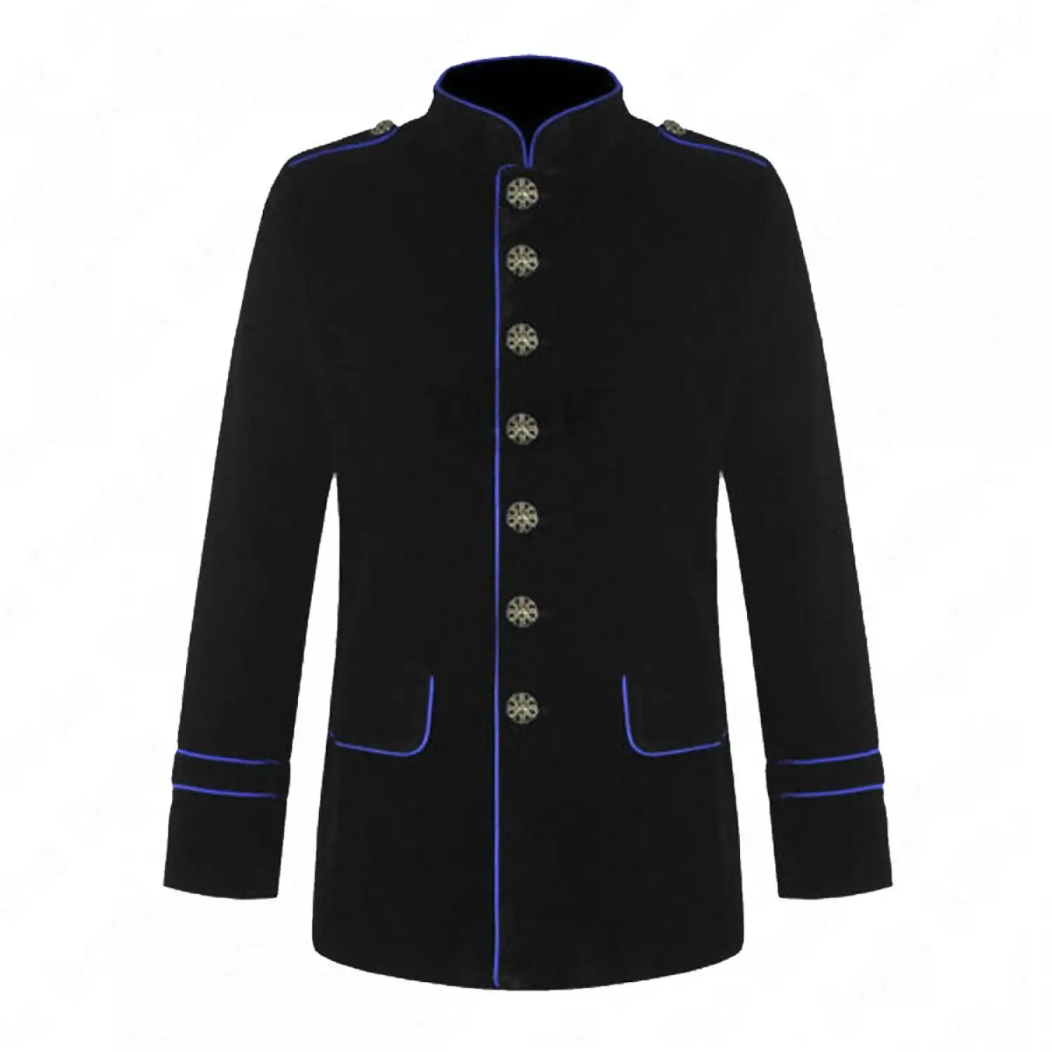 Steampunk Victorian Military Band Jacket - Blue Piping