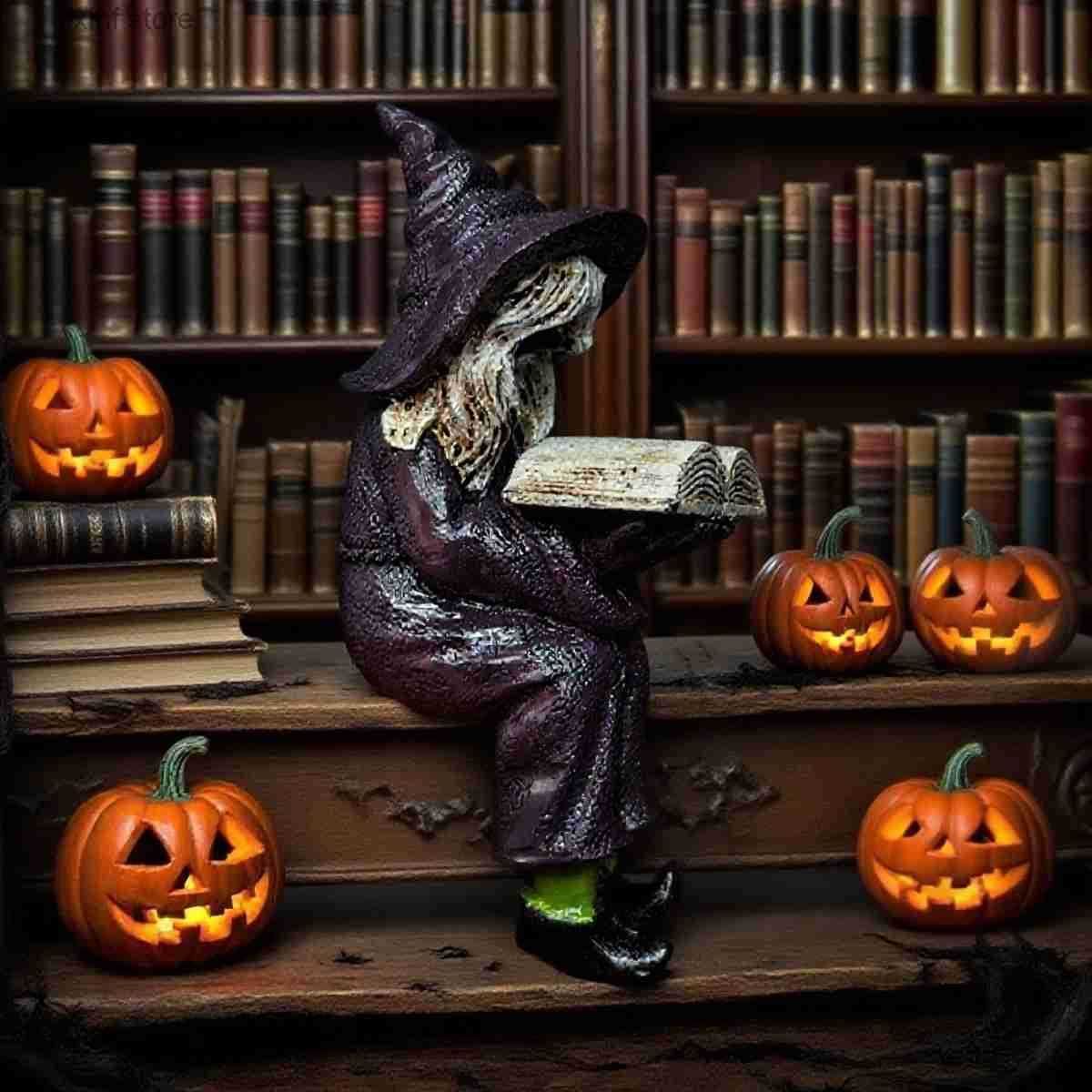 T250904 Halloween Witch Reading Book Resin Statue ... From Tixinf, &Price; | DHgate.Com