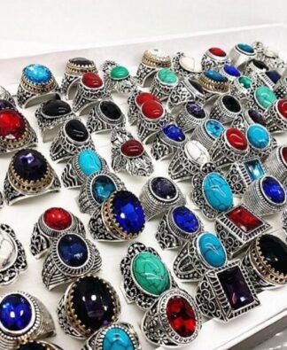 Vintage Style Mix Gemstone Silver Rings Set For Men... From Sffan, &Price; | DHgate.Com
