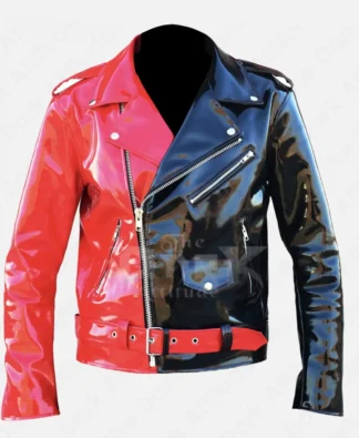 Vinyl PVC WET Look Punk Rock Jacket Red Black Jokers Cosplay Jacket