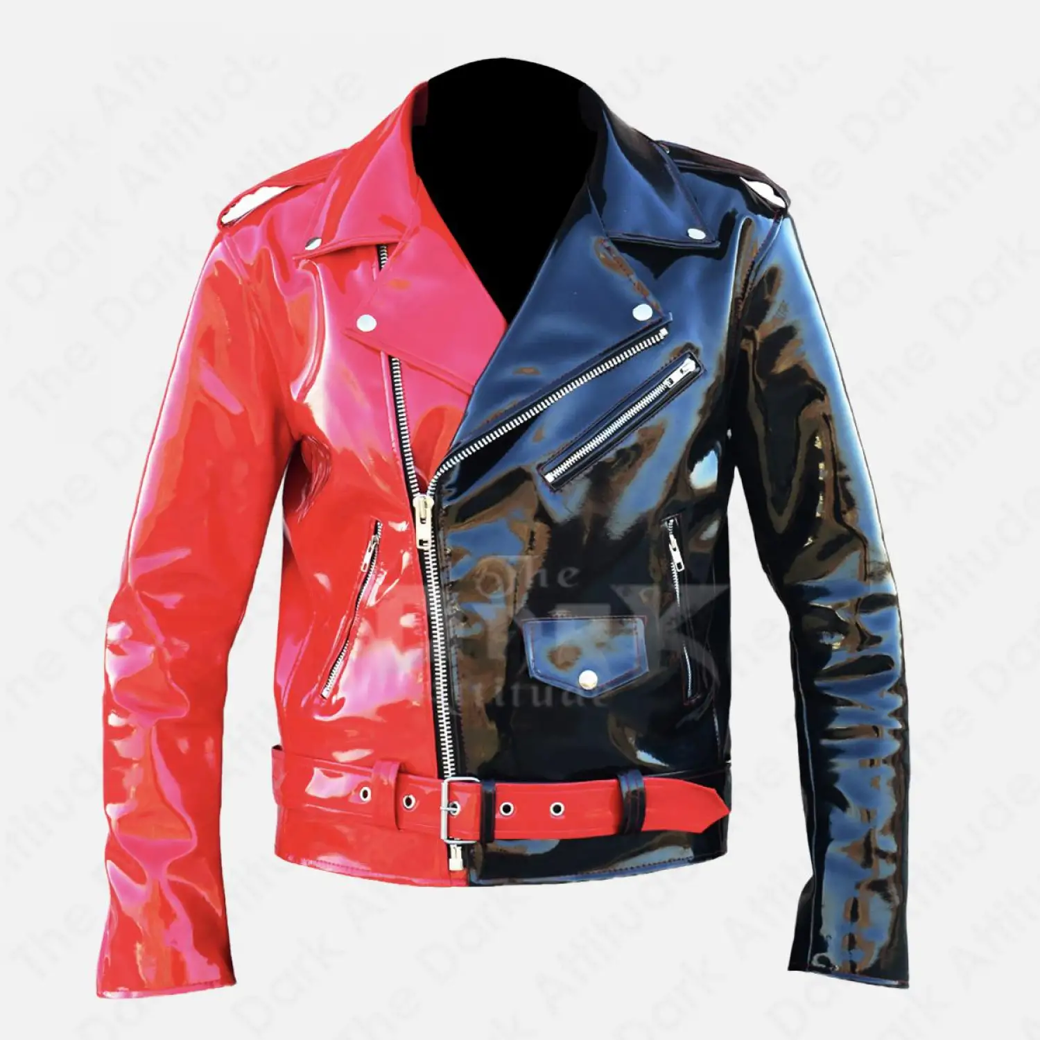 Vinyl PVC WET Look Punk Rock Jacket Red Black Jokers Cosplay Jacket