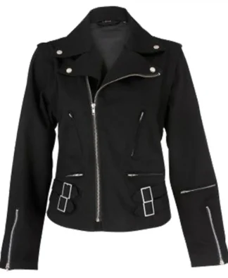 Women Black Gothic Jacket Classic Motorcycle Cotton Jacket