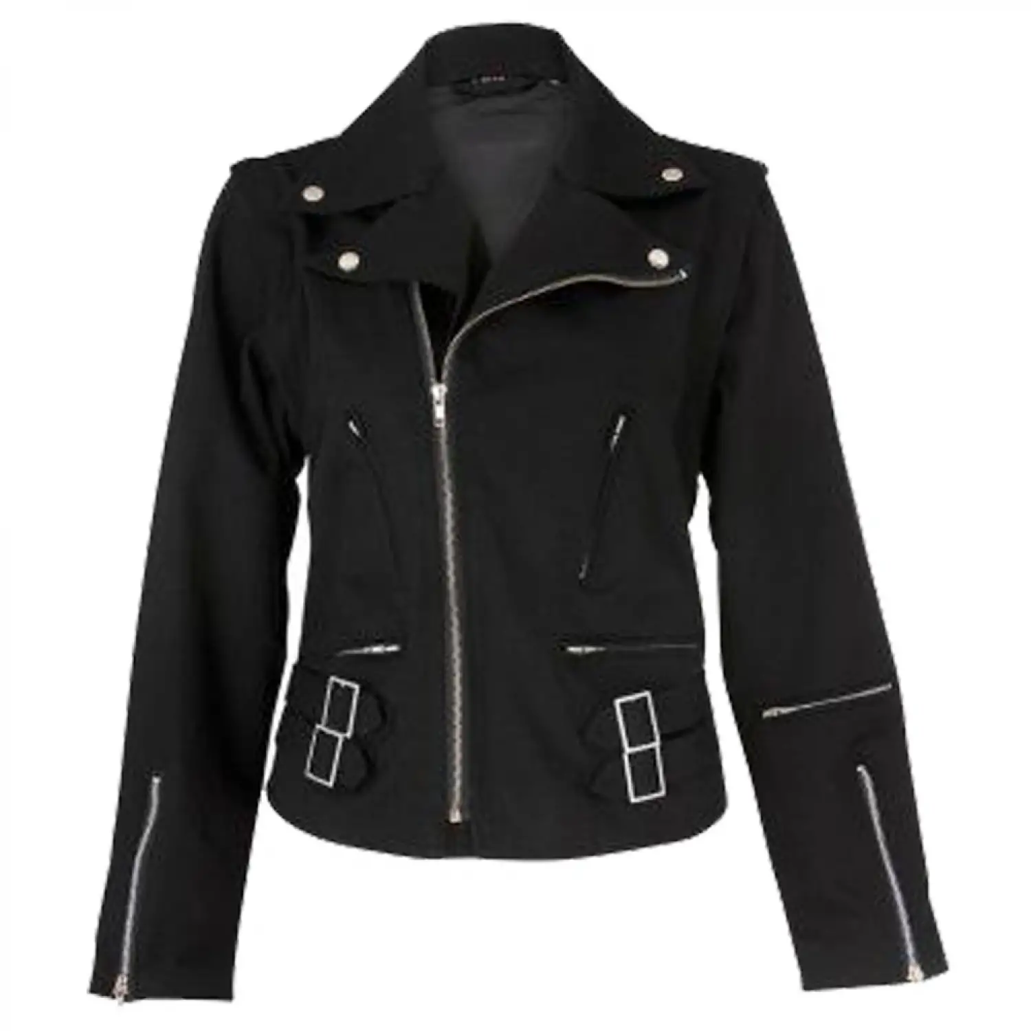 Women Black Gothic Jacket Classic Motorcycle Cotton Jacket