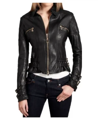 Women Fashion Black leather Gothic Jacket