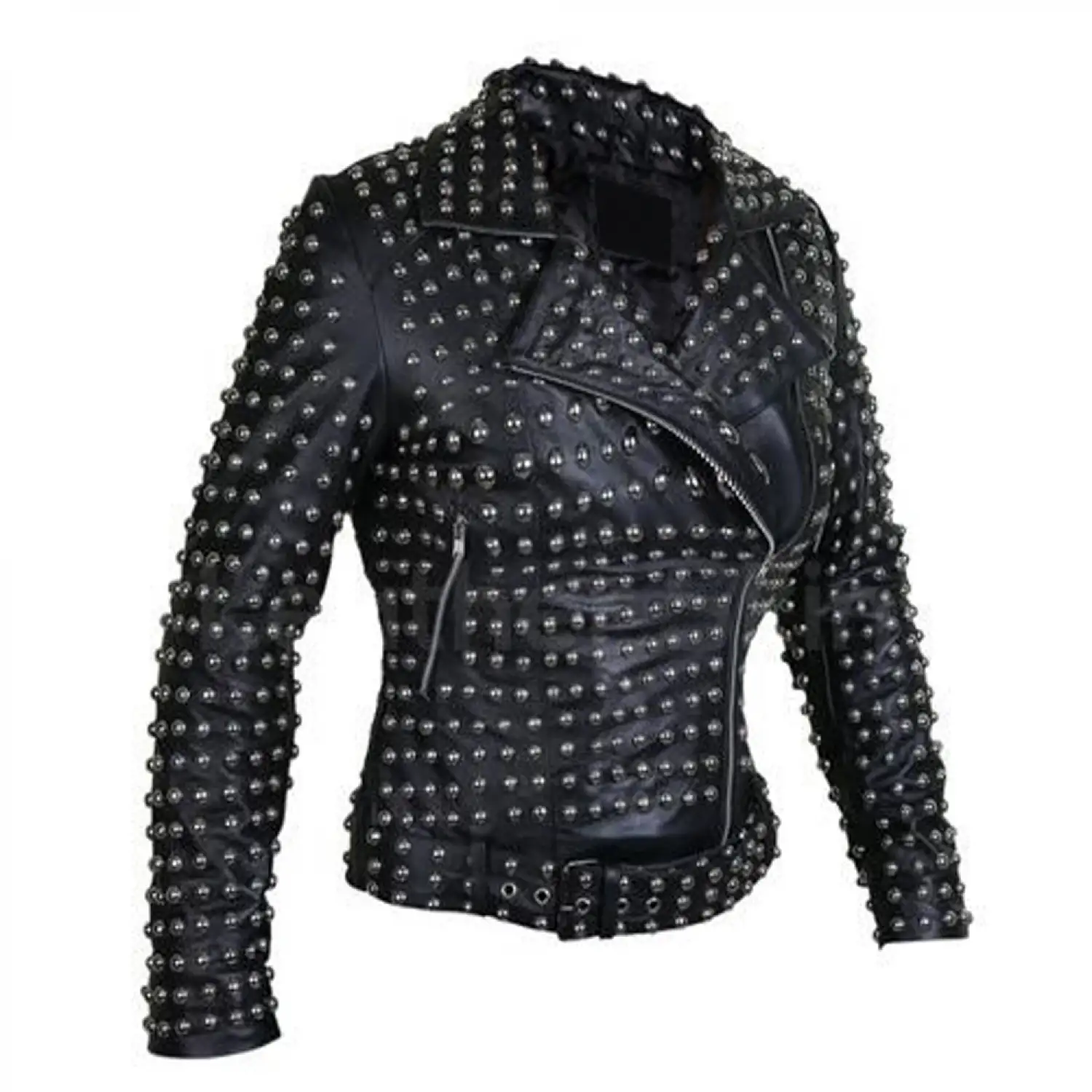 Women Full Studded Jacket Genuine Leather Gothic Jacket