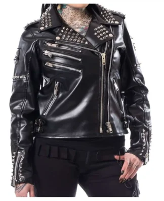 Women Gothic Biker Stud Jacket EMO Punk Jacket