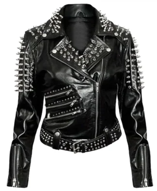 Women Real Leather Fashion Gothic Jacket