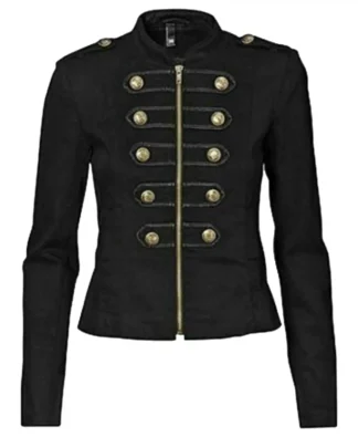 Women's Black Victorian Military Blazer - Gothic Officer Jacket