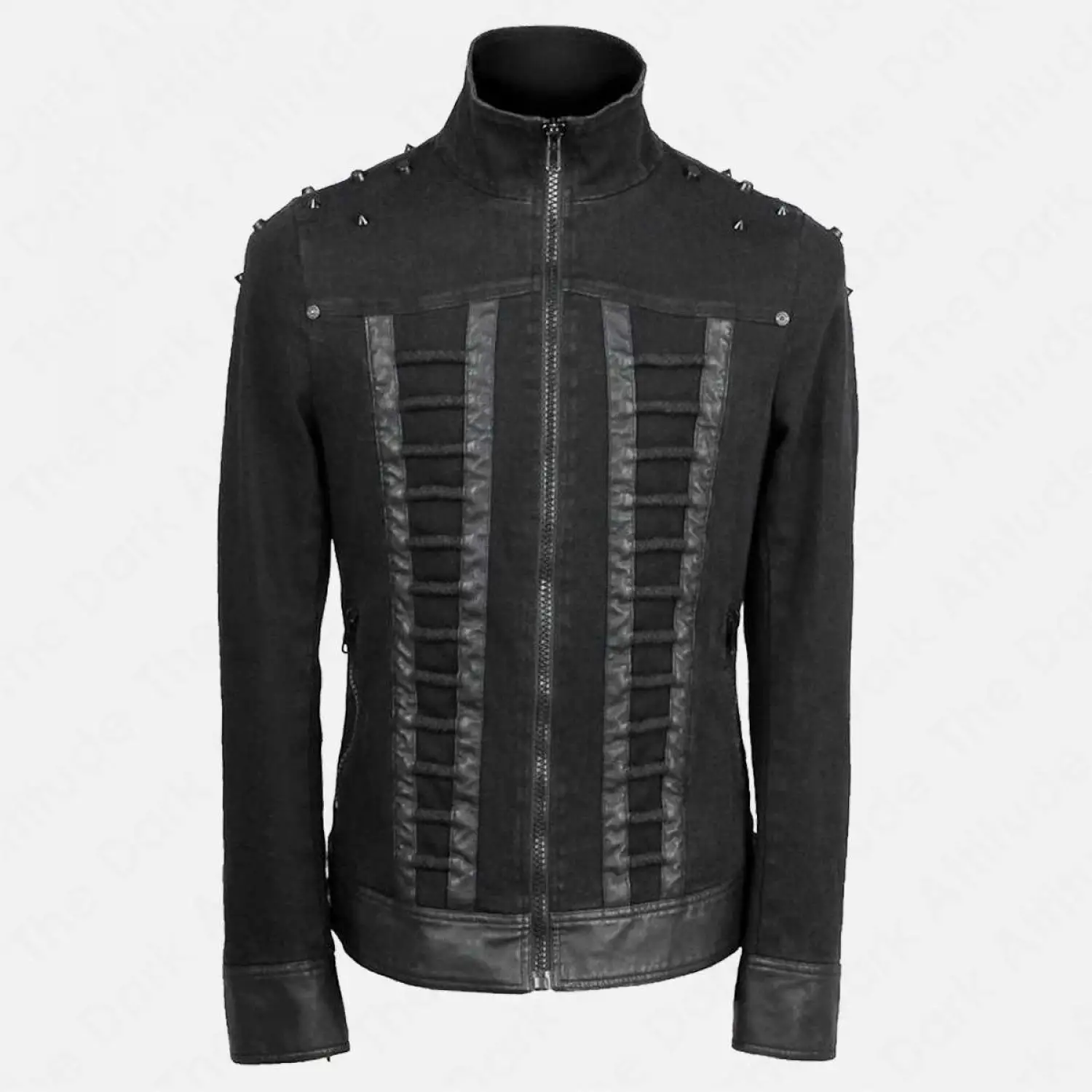 Zip-Up Military Punk Denim Jacket | Men's Gothic Drummer Style