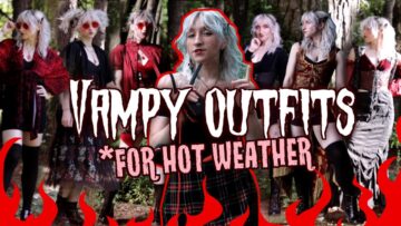 Trying to style vampirecore outfits even tho its 1000 degrees out 😬🦇